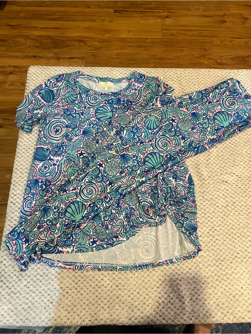 Women’s simply southern Blue & Teal & pink Shell-Print casual set